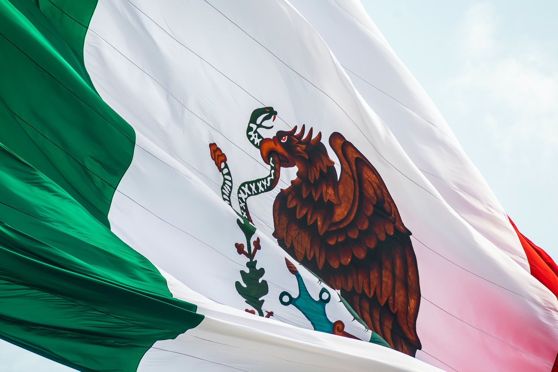 Mexican Flag with an eagle-eating snake